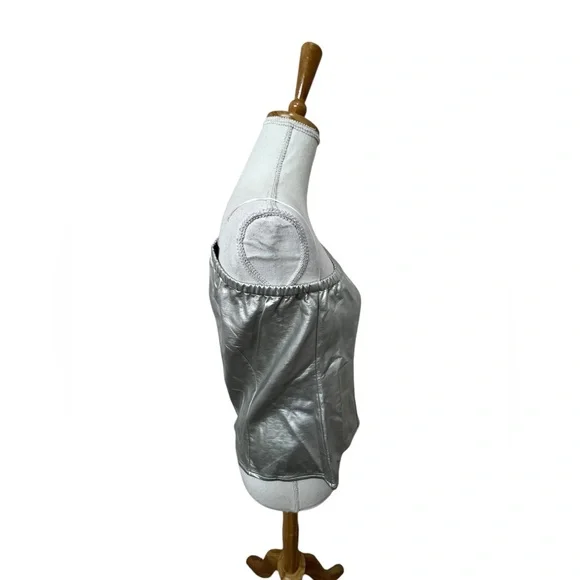 INC INTERNATIONAL CONCEPTS TOP WOMENS SIZE SMALL SILVER METALLIC ONE SHOULDER - Picture 5 of 16